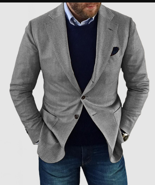 R&B | herren-strickjacke mit lässigen knöpfen, taschen und reverskragen, einfarbig, langärmelig