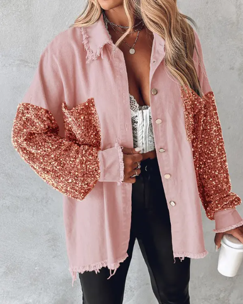 R&B | Kontrastierende Paillettenjacke für Den Frühling