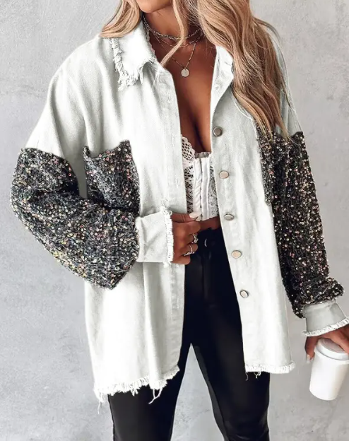 R&B | Kontrastierende Paillettenjacke für Den Frühling