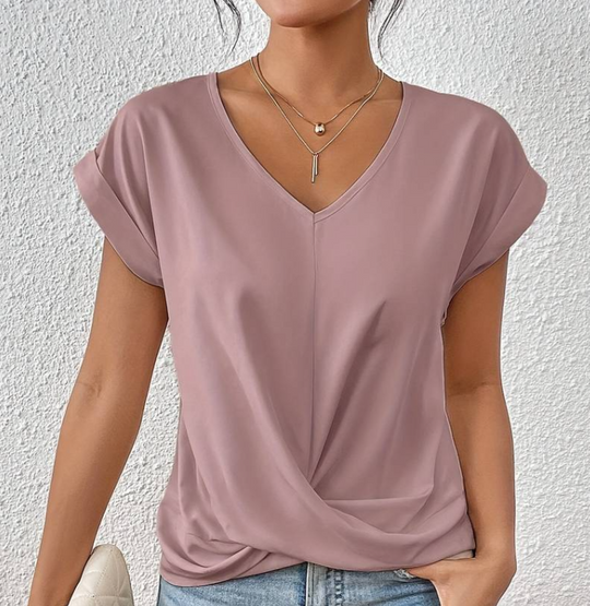 R&B | Damen V-Neck Bluse mit kurzen Ärmeln