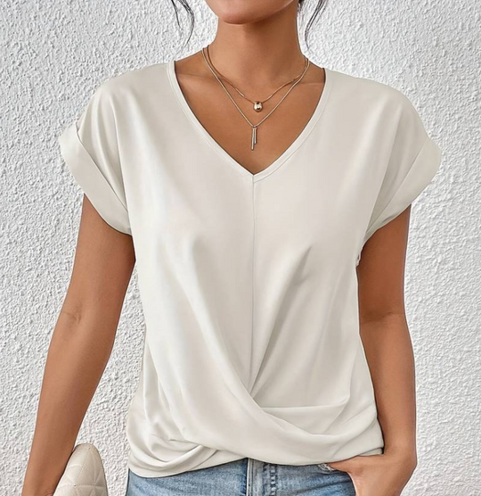 R&B | Damen V-Neck Bluse mit kurzen Ärmeln