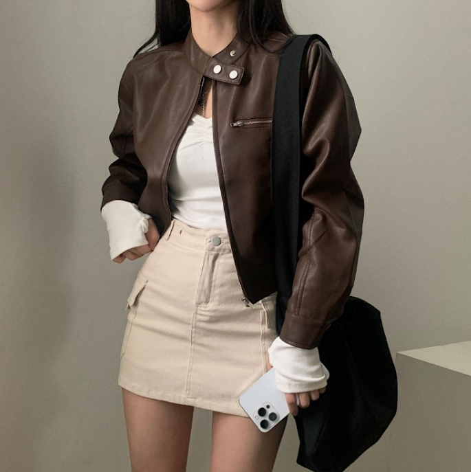 R&B | Retro-Reißverschlussjacke mit hohem Kragen