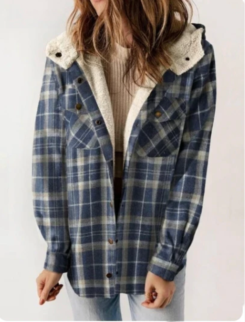 R&B- Karierte Jacke mit Kapuze