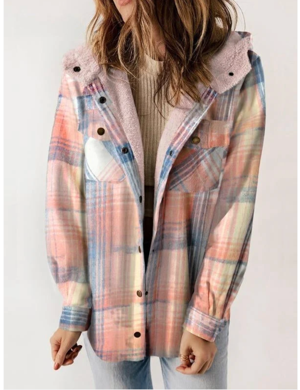 R&B- Karierte Jacke mit Kapuze