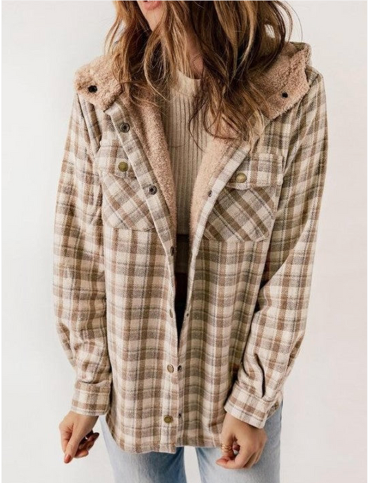 R&B- Karierte Jacke mit Kapuze