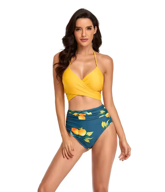 R&B | Bikini-Set Geblümter Wickel- und Bindebikini