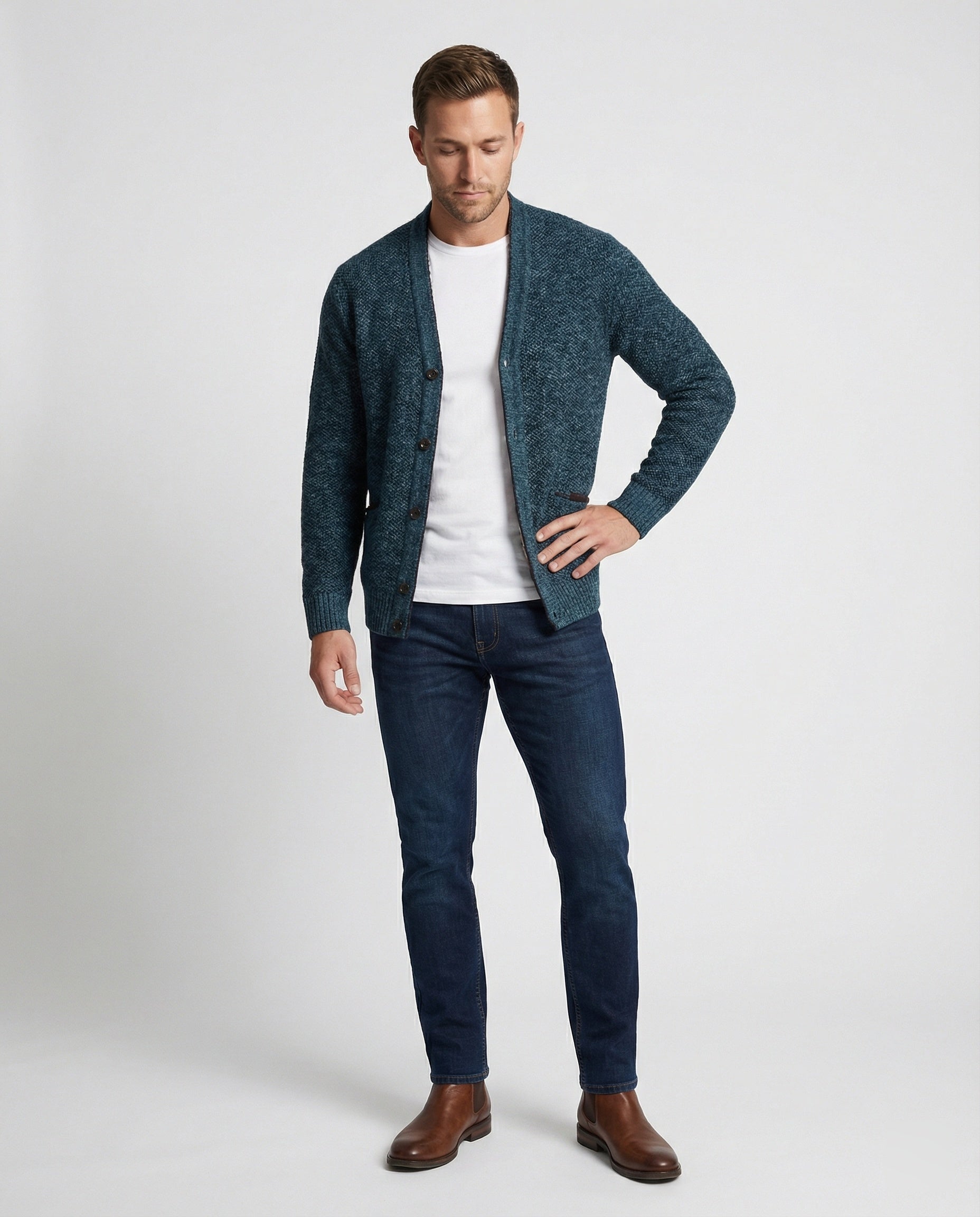 Herren Strickjacke kariert elegant