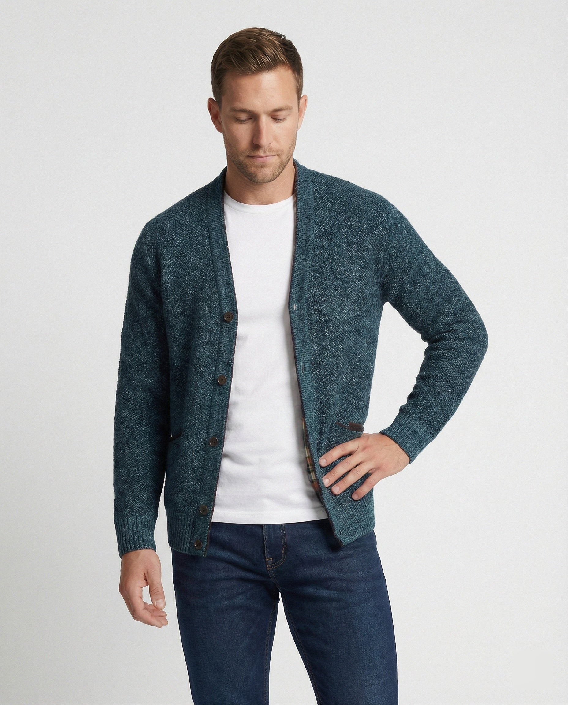 Herren Strickjacke kariert elegant
