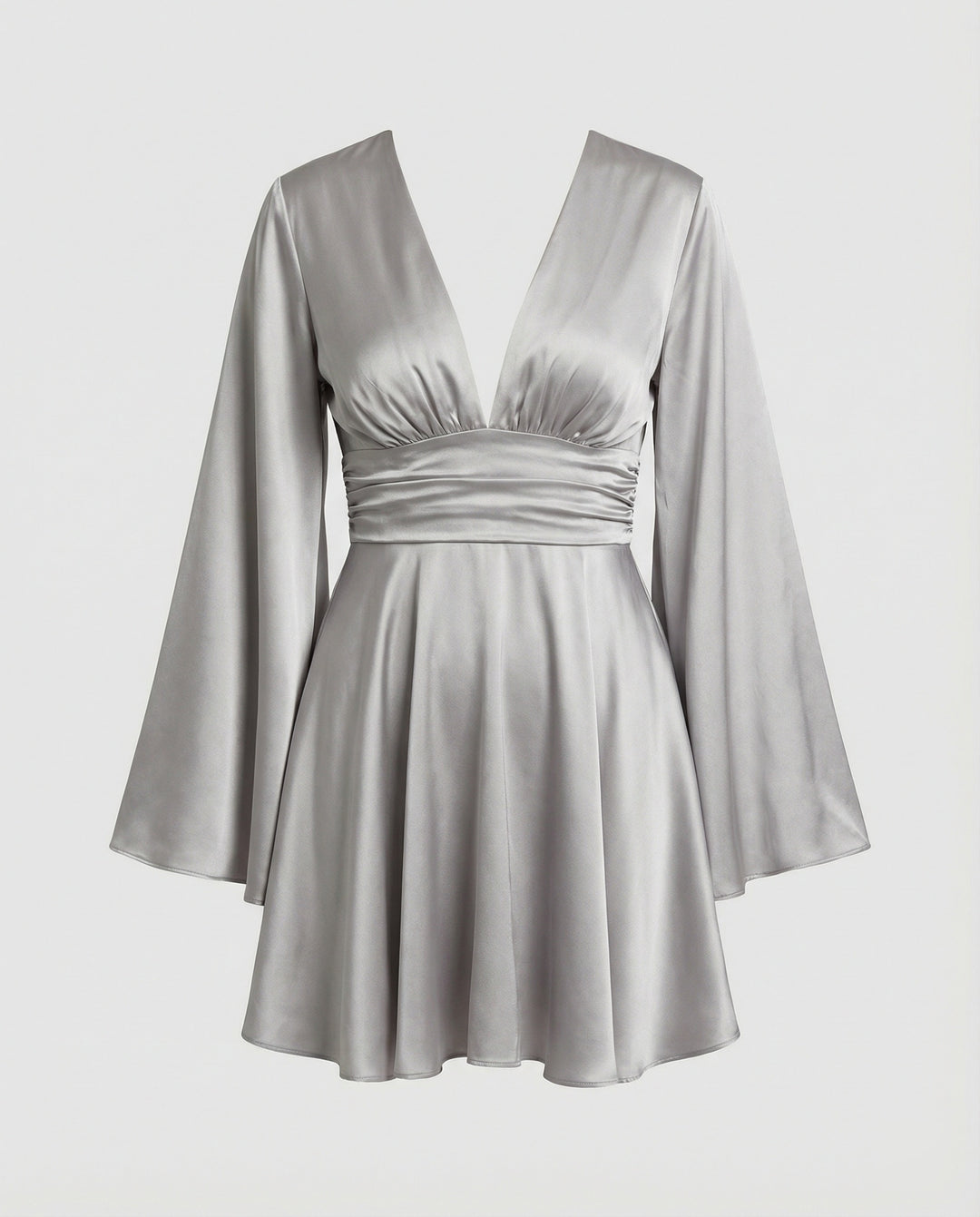 Damen Minikleid A-Linie V-Ausschnitt