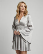 Damen Minikleid A-Linie V-Ausschnitt