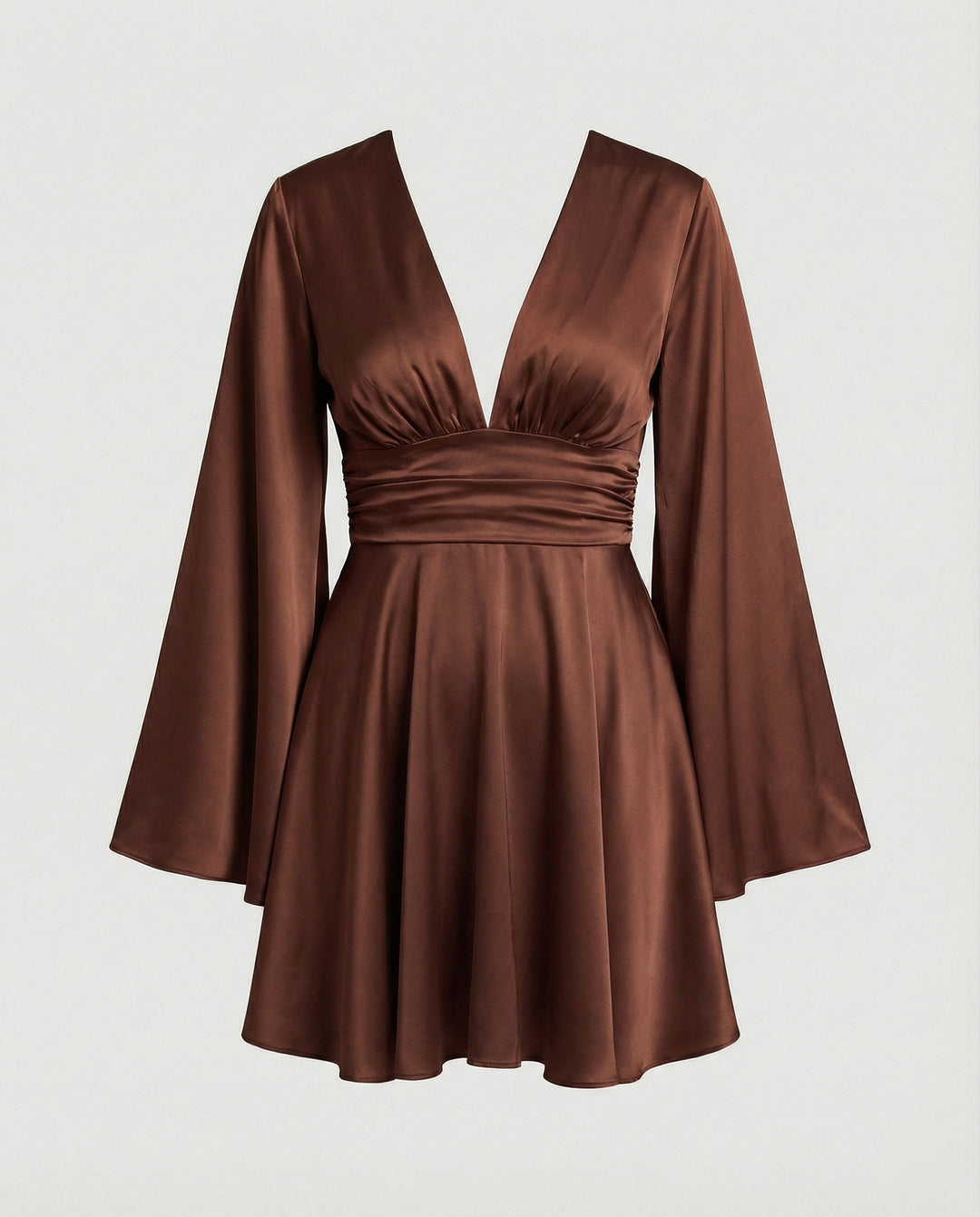 Damen Minikleid A-Linie V-Ausschnitt