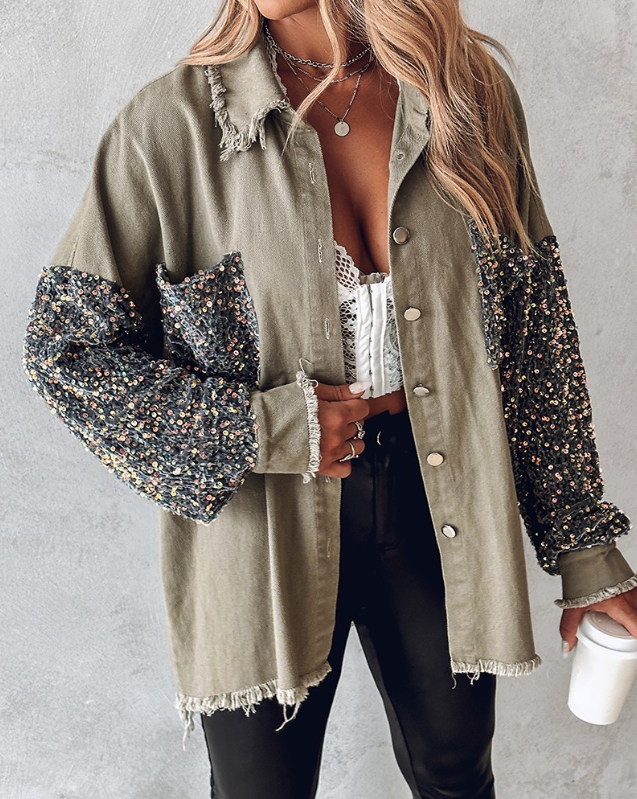 R&B | Kontrastierende Paillettenjacke für Den Frühling