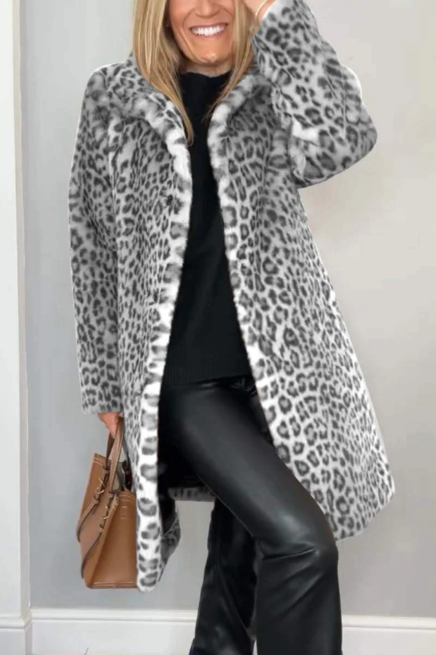R&B | Klassieke Dames Winterjas Met Luipaardprint