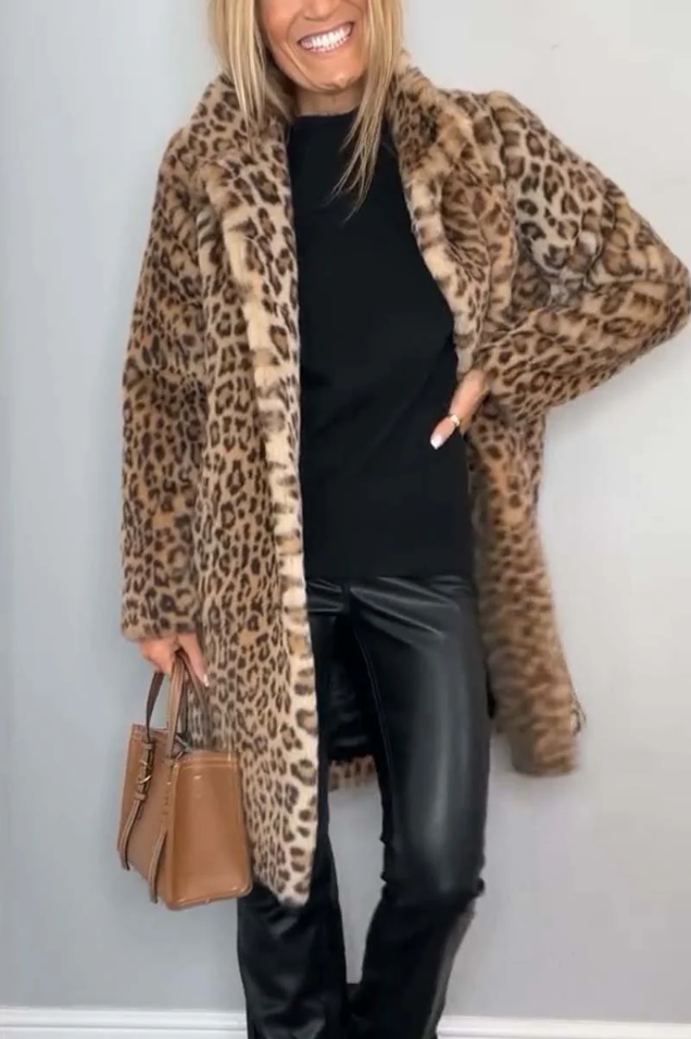 R&B | Klassieke Dames Winterjas Met Luipaardprint