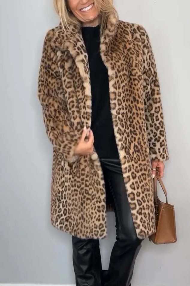 R&B | Klassieke Dames Winterjas Met Luipaardprint
