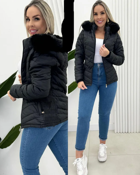 R&B | Steppjacke mit Fellkapuze