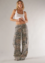 R&B | Niedrig taillierte Cargo-Hose Braun Camo