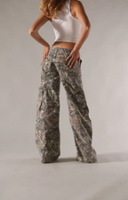 R&B | Niedrig taillierte Cargo-Hose Braun Camo