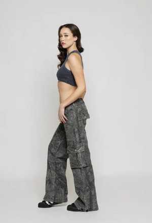 R&B | Niedrig taillierte Cargo-Hose Braun Camo