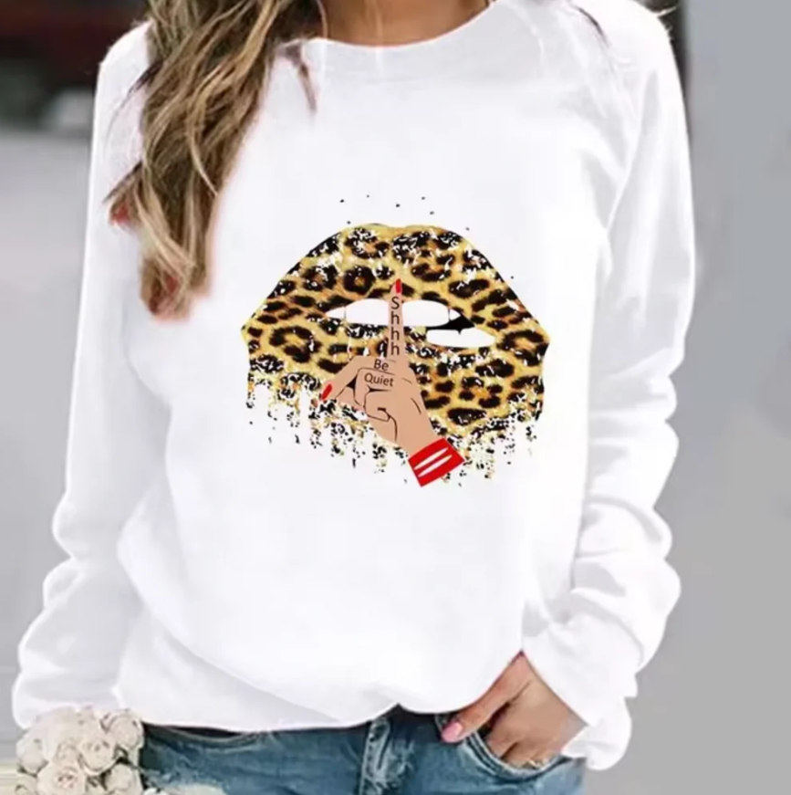 R&B | Baumwollpullover mit Lippendruck