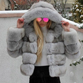 R&B | Luxuriöse Damenjacke mit Kapuze In Kunstfelloptik