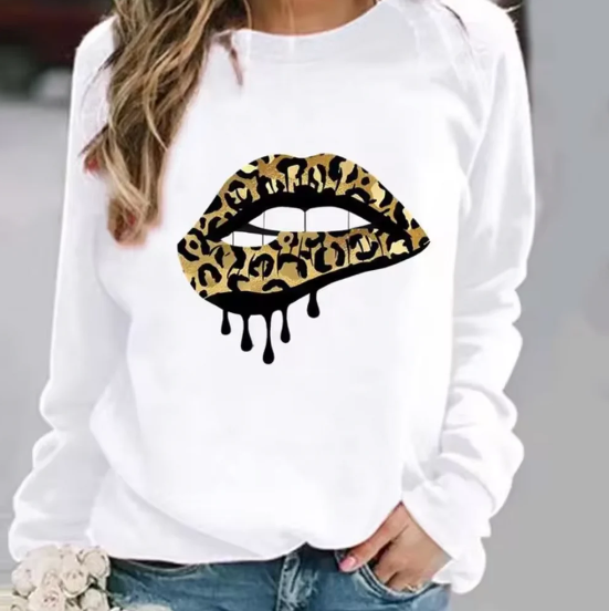 R&B | Baumwollpullover mit Lippendruck