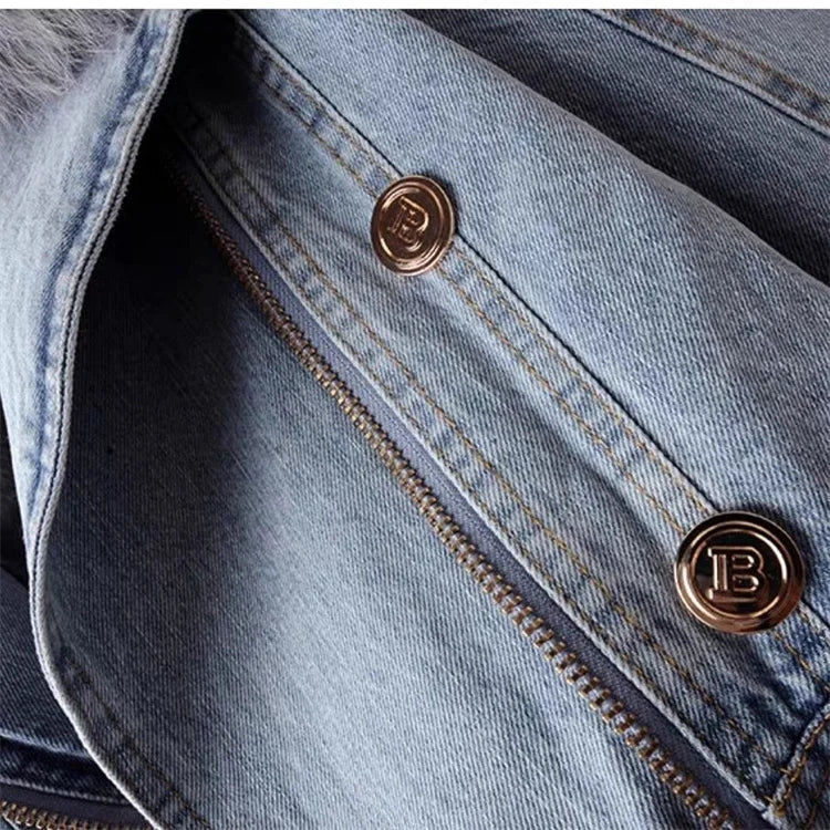 R&B | Jeansjacke mit Kunstfellkragen