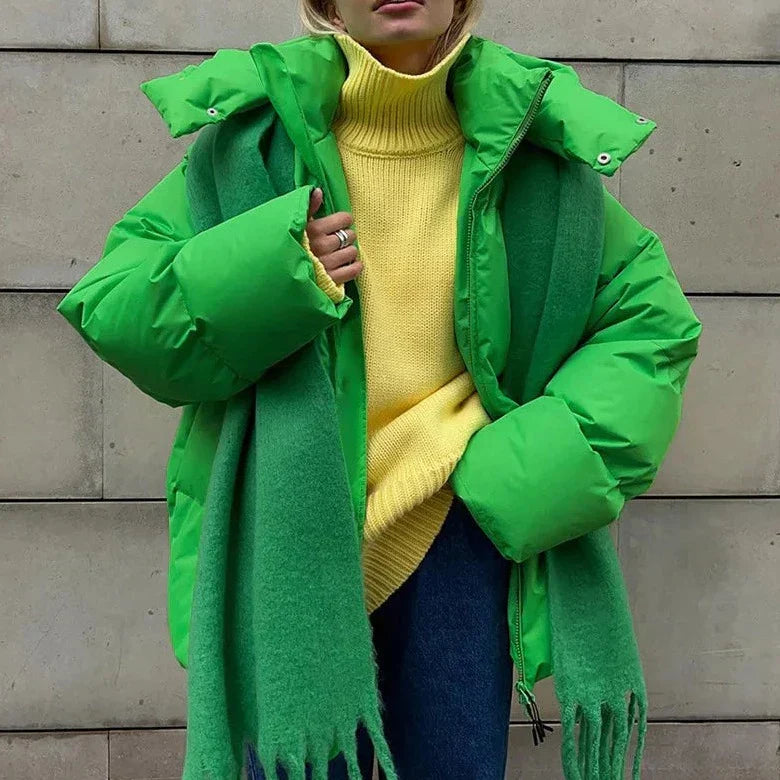 R&B | Übergroße Pufferjacke - Winter Hoher Hals Kapuzen Design