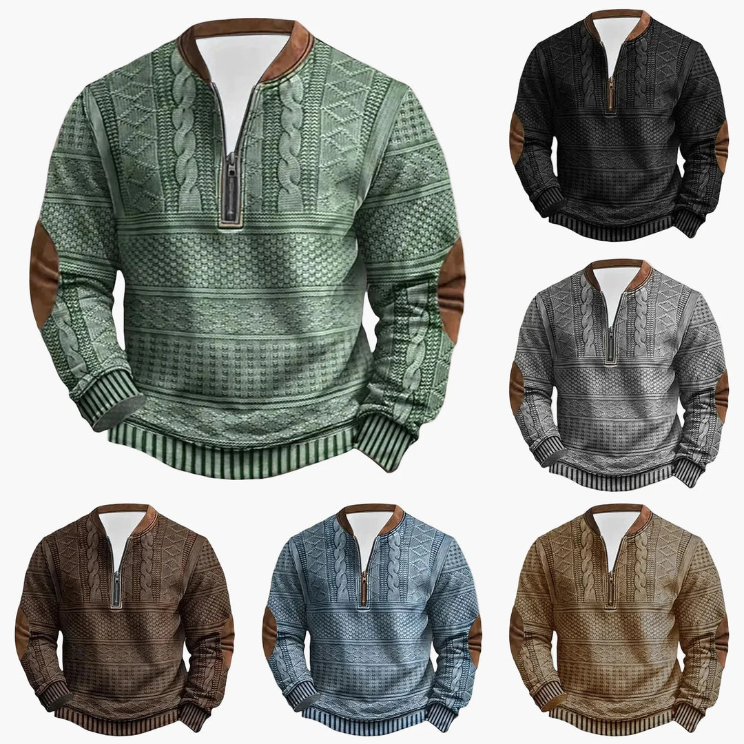 R&B | Outdoor Casual Pullover mit Stehkragen und Zipper - Modischer Freizeit-Sweater für Alltag und Freizeit