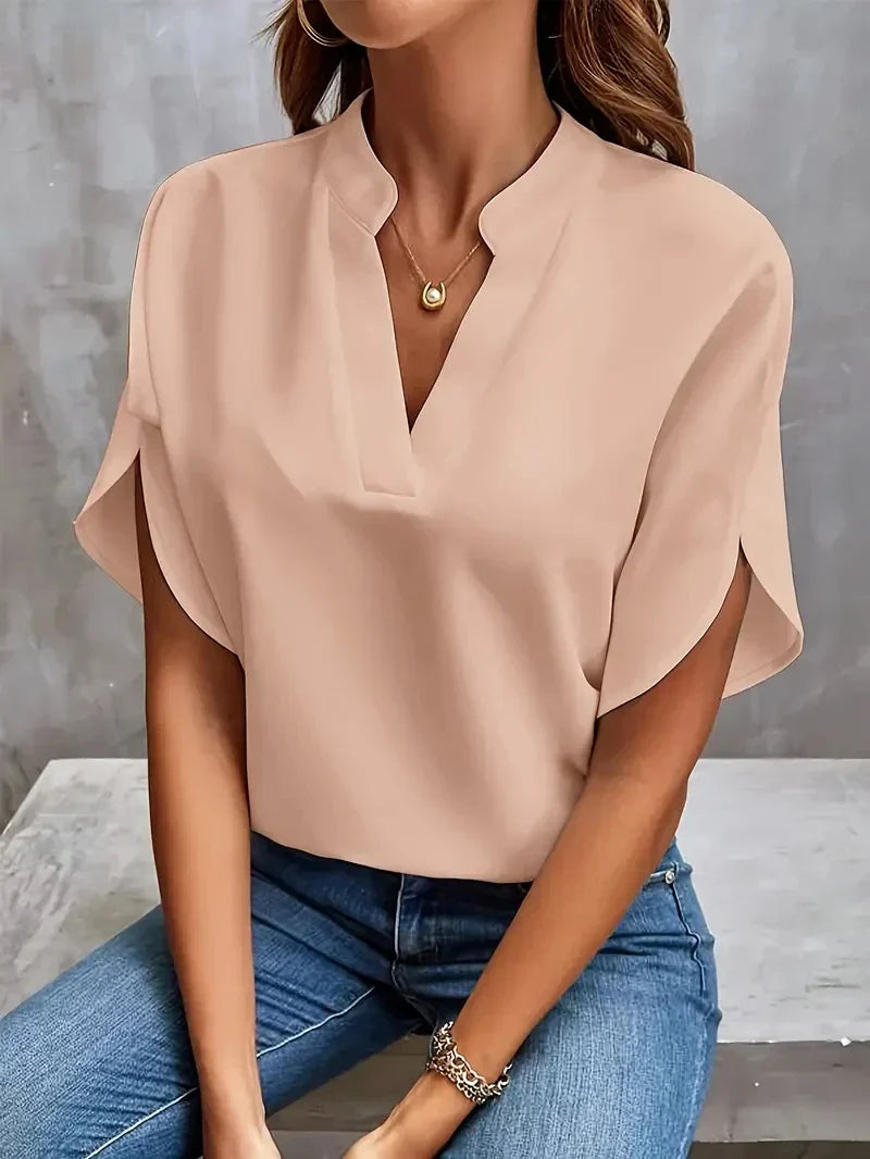 R&B | Bluse mit V-Ausschnitt und Seitenschlitzen