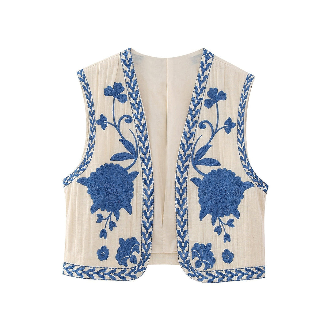 R&B | Vintage Blumenbestickte Weste für Damen