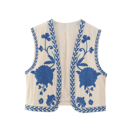 R&B | Vintage Blumenbestickte Weste für Damen