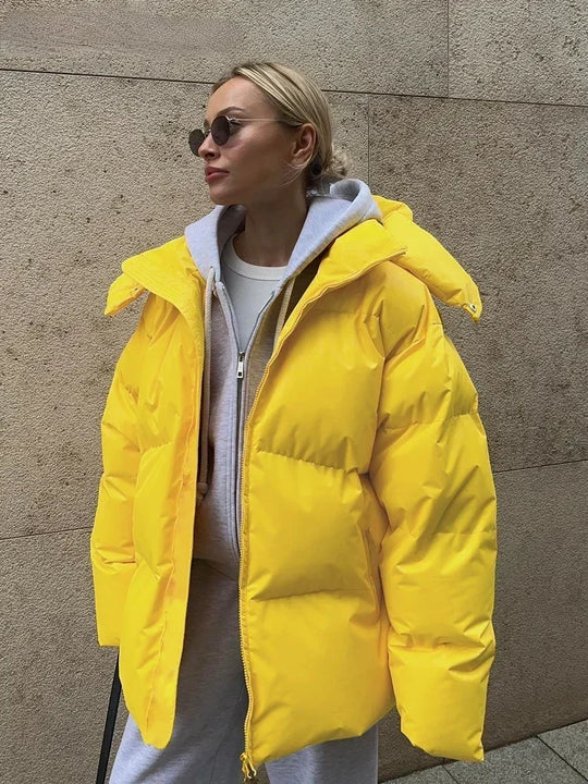 R&B | Steppparka mit Kapuze und Taschen für Frauen Ideal für den Winter