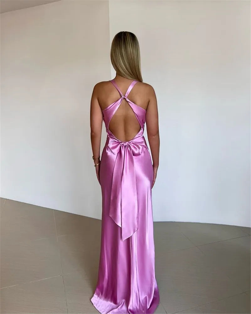 R&B | Schleife Rückenfrei Abend Maxi Kleid
