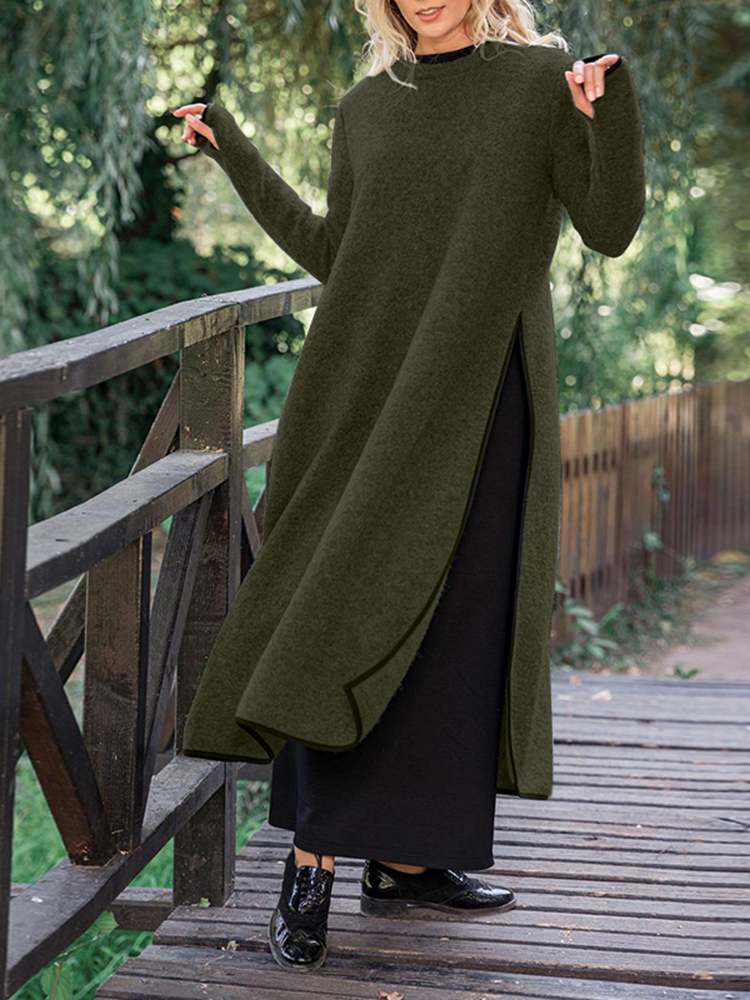 Langes Damen Midikleid in Lockerer Form mit Seitenschlitz | R&B