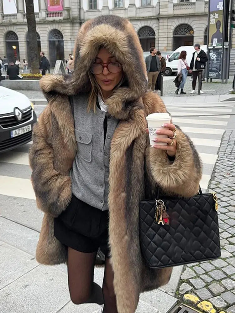 R&B | Lang mit Kapuze und Einfacher Knopfleiste für Damen Ideal für Den Herbst und Den Winter