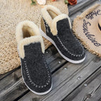 R&B | Knöchelstiefel – Filz-Obermaterial – Faux-Fur-Futter – Slipper – Lässiger Schnitt