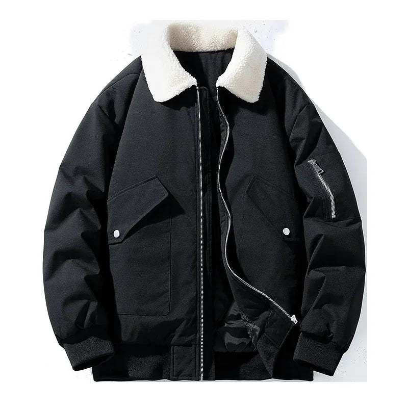 R&B | Winter Bomberjacke mit Modischem Lammfellkragen - Lässiger Stil für Kalte Tage