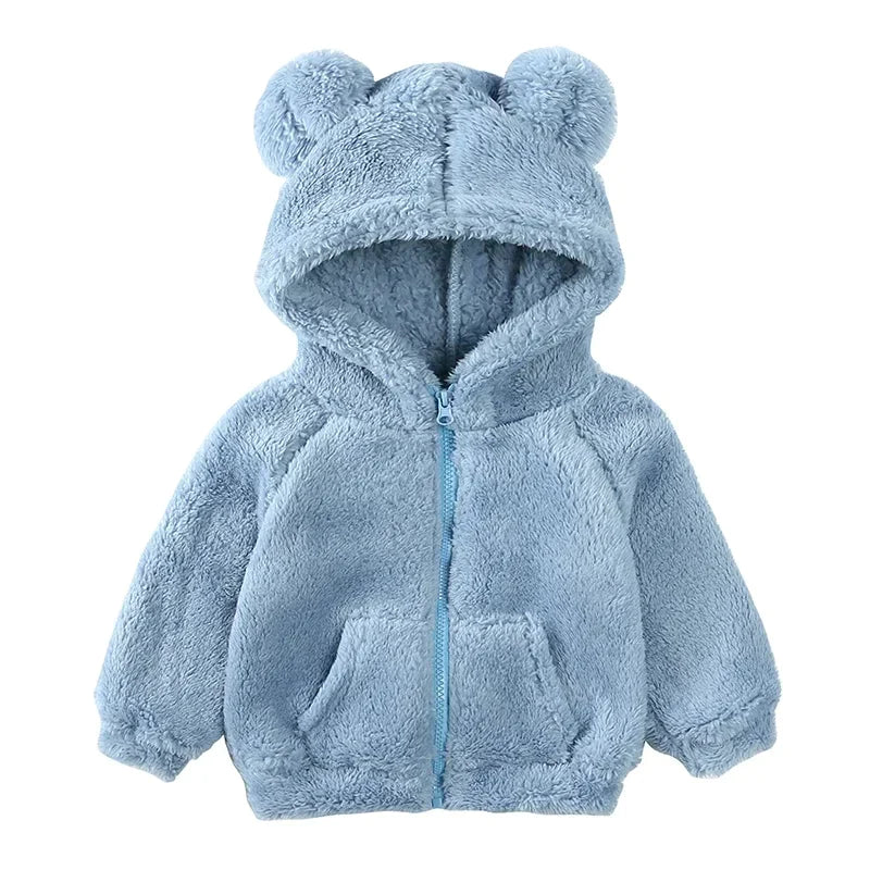 R&B Comfort Modische Bären-Kinderjacke aus dickem Samt