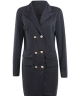 R&B | Frauen Blaue Jacke Elegant Büro Damen Kleid Langarm Schwarz Weiß Frühling Sommer Weiblich Lässig Mode Große Größe Anzug