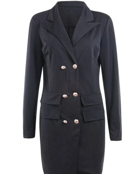 R&B | Frauen Blaue Jacke Elegant Büro Damen Kleid Langarm Schwarz Weiß Frühling Sommer Weiblich Lässig Mode Große Größe Anzug