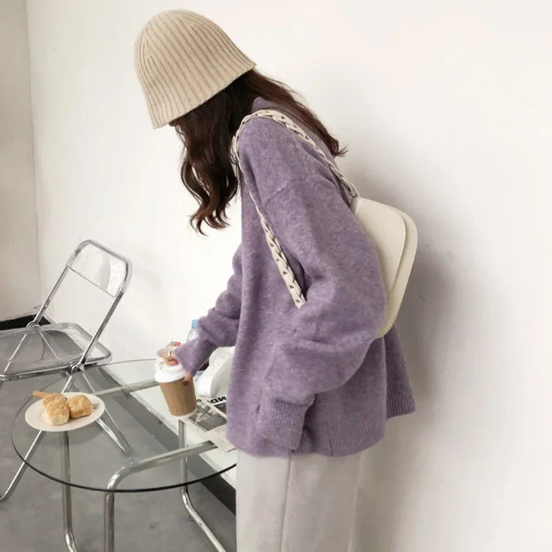 R&B | Oversize Strickpullover Retro-Look Freizeit Herbst Winter