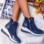 R&B | Keil-Boots Schnee Reißverschluss Warm Plüsch Winter Knöchelstiefel