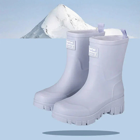 R&B | Damen Chelsea wasserdichte Stiefel mit Blockabsatz & gemusterter Sohle