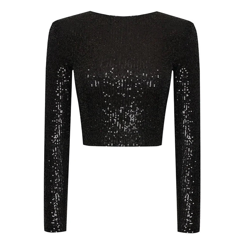 R&B | Elegantes Pailletten-Cropped-Top