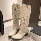 R&B | Stiefel - Kunstleder - Kniehohe Schaft - Spitz Zulaufend - Nietenverzierung