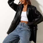 R&B | Vintage Blazer mit Lederlook für Damen