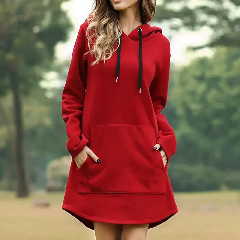 R&B | Damen Sweatkleid mit Kapuze und Tasche