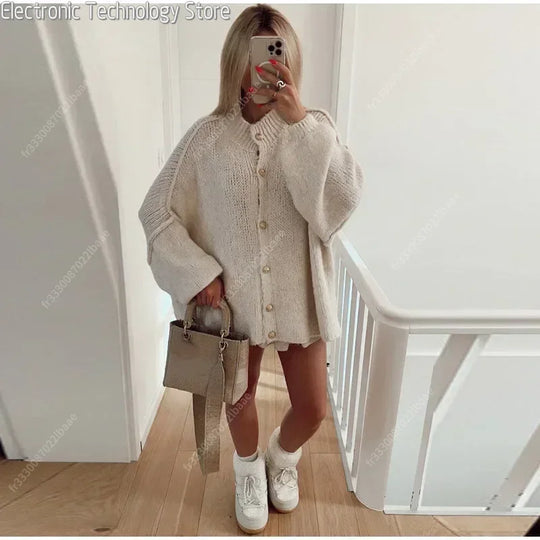 R&B | Eleganter Strick-cardigan mit Knöpfen Wolle/acryl Komfortabel und Stilvoll
