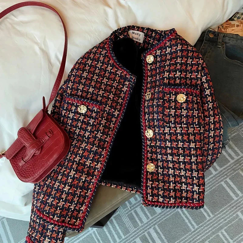 R&B | Elegante Kariertes Kurzjacke